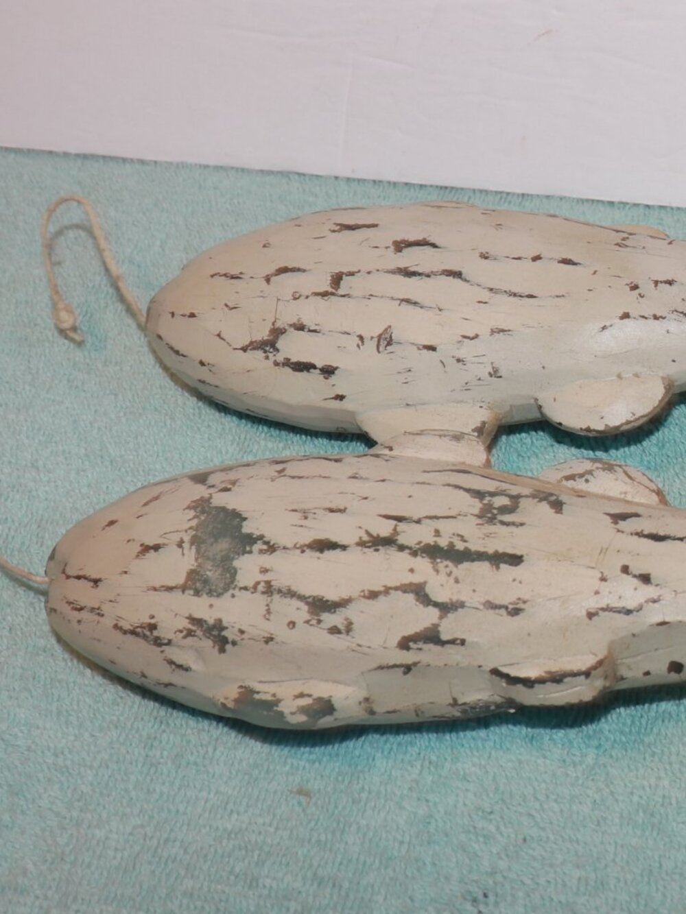 Lot of 2 Resin Fish With Rope 14" from rope to end of fish